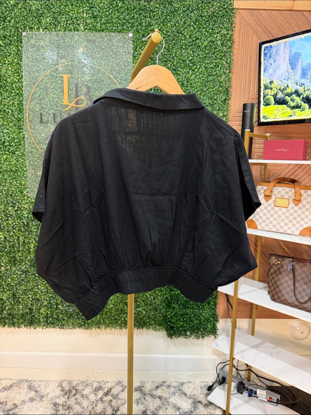 Zenana Linen Blend Collared Blouse - Picture 3 of 3